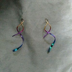 Unique rainbow twisty earrings
